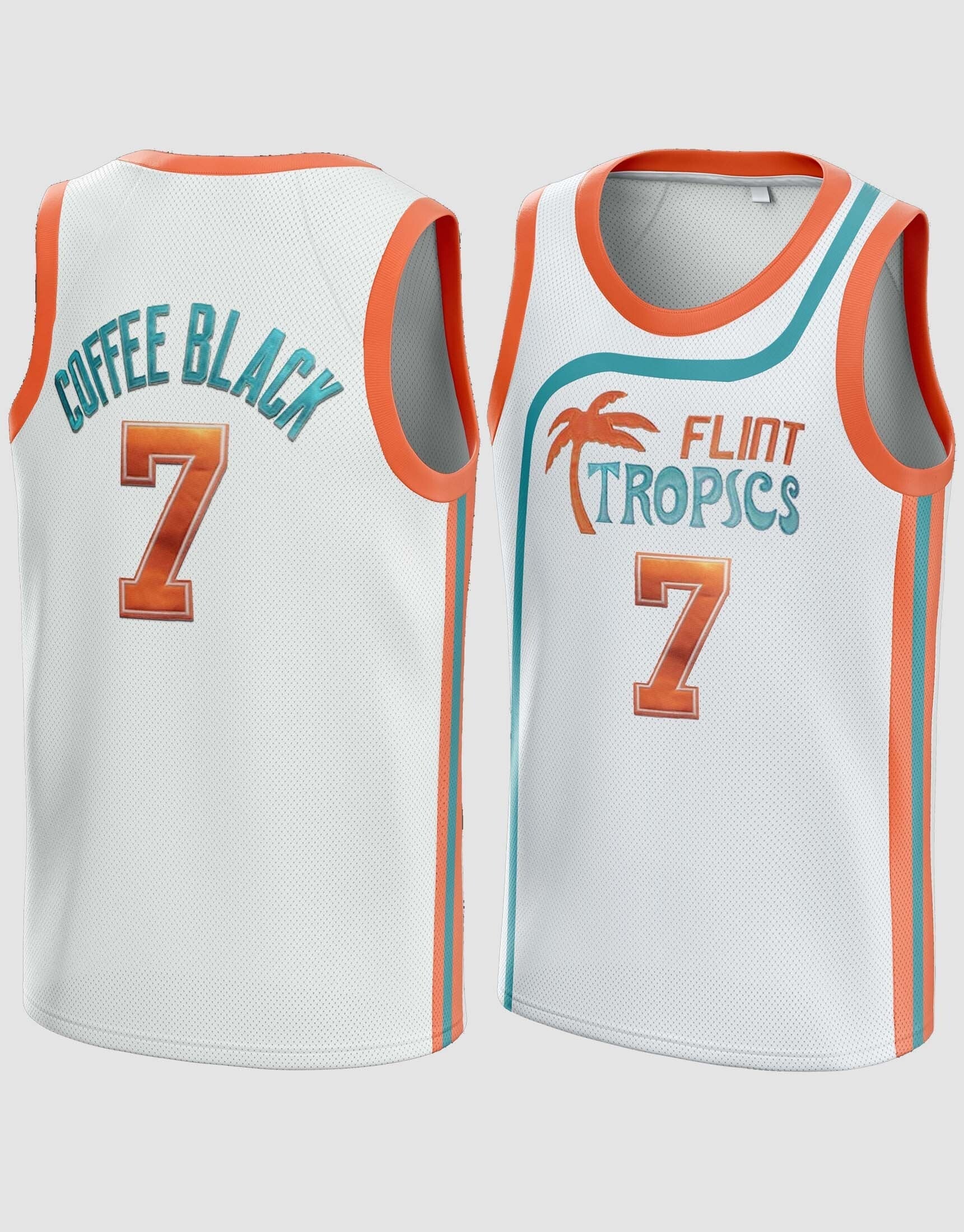 AFLGO Coffee Black #7 Flint Tropics Semi-Pro Movie 90SStitched Basketball Jersey 