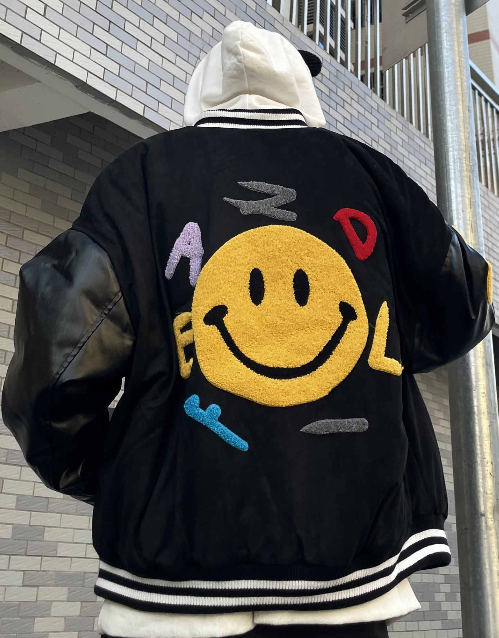 receiving repeat random Furry Smiley Patchwork Bomber Streetwear Jacket – 99Jersey® Official |  Basketball, Football Jerseys & Shorts and more